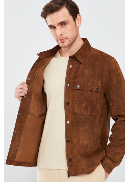 Gavi Erkek Kahverengi Süet Deri Mont
