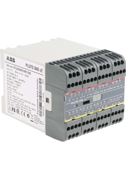 2TLA020070R1700 Pluto B46 V2 2tla Serisi Emniyet Kontrol Ünitesi (Safety Controller), 24 Girişli, 6 Çıkışlı, 24 V Dc