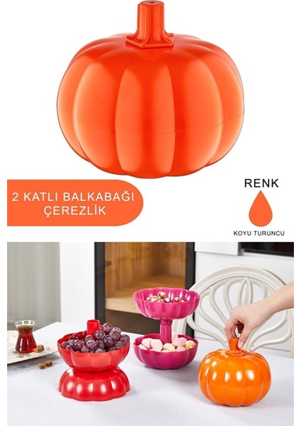 Koyu Turuncu Çok Amaçlı 2 Katlı Veya Tek Katlı Sunum ve Çerezlik