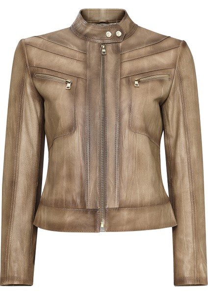 Jody Kadın Bej Naturel Deri Ceket