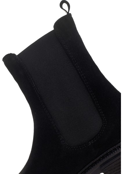 Kadın Siyah Kalın Tabanlı Süet Deri Chelsea Bot 24Wfd150610