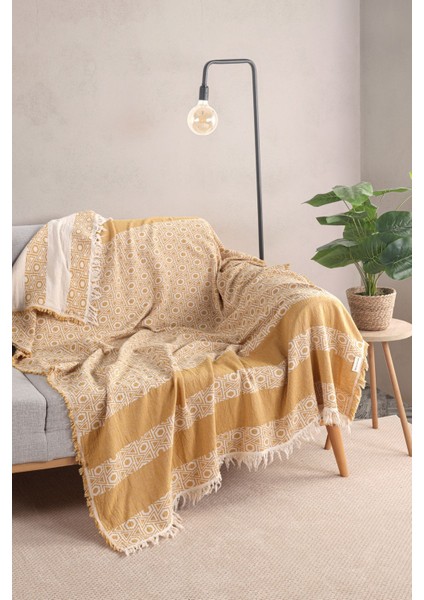 Yumuşak Pamuk Signet Desenli Çok Amaçlı Koltuk Örtüsü 130X170 cm