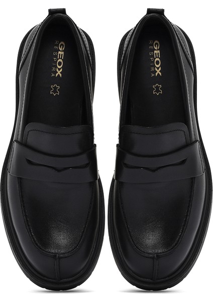 Kadın Siyah Spherica Deri Maskülen Loafer D36VDI00043C9999