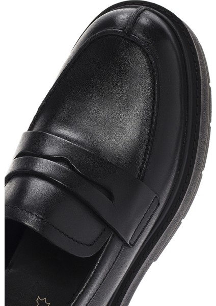 Kadın Siyah Spherica Deri Maskülen Loafer D36VDI00043C9999