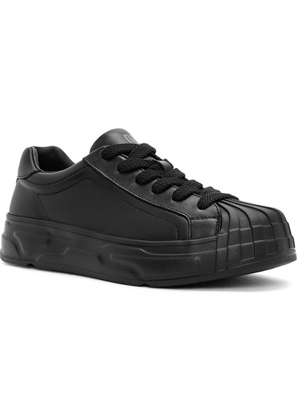 Erkek Siyah Bağcıklı Deri Sneaker 24WFD690218