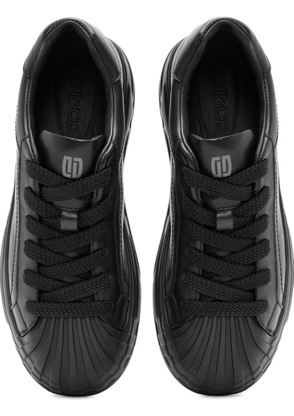 Erkek Siyah Bağcıklı Deri Sneaker 24WFD690218