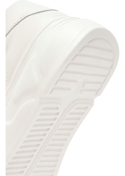 Erkek Beyaz Bağcıklı Deri Sneaker 24WFD690218