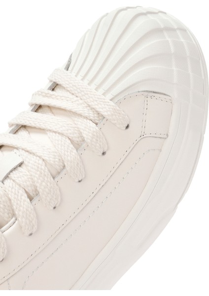 Erkek Beyaz Bağcıklı Deri Sneaker 24WFD690218