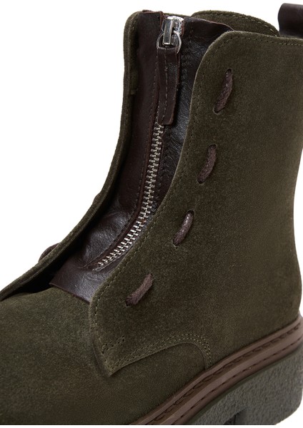 Kadın Yeşil Fermuarlı Süet Deri Bot 24WFD130810