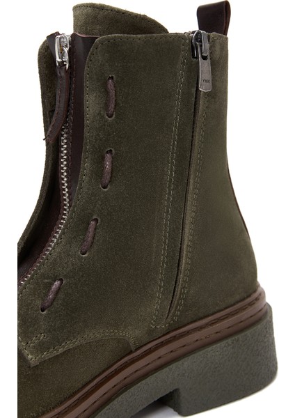 Kadın Yeşil Fermuarlı Süet Deri Bot 24WFD130810