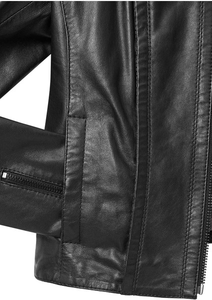 Cherie Kadın Siyah Kısa Deri Ceket 24SGM520251