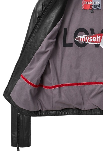 Cherie Kadın Siyah Kısa Deri Ceket 24SGM520251