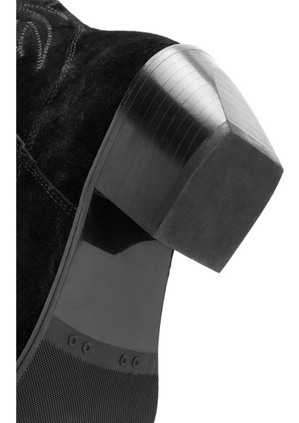 Kadın Siyah Süet Deri Kovboy Bot 24WFD152610