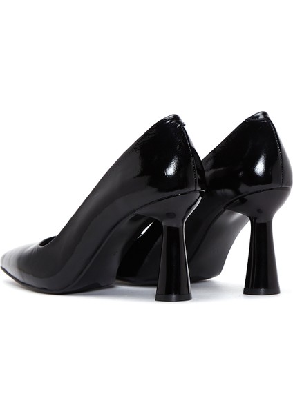 Kadın Siyah Rugan Deri Topuklu Stiletto 24WFD130616