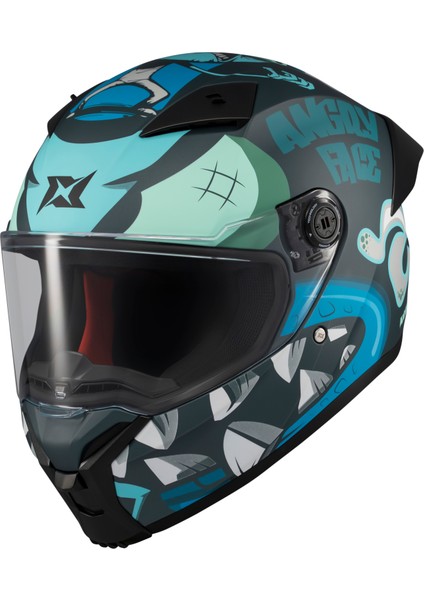 Axxıs Motosiklet Kaskı Fenıx Angry Face C7 Blue Matt fiyatları