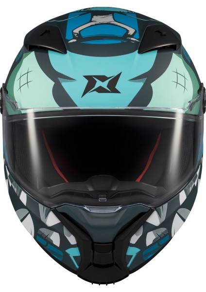 Axxıs Motosiklet Kaskı Fenıx Angry Face C7 Blue Matt modelleri