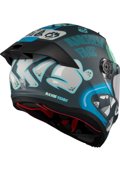 Axxıs Motosiklet Kaskı Fenıx Angry Face C7 Blue Matt fırsatları