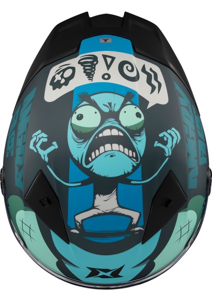 Axxıs Motosiklet Kaskı Fenıx Angry Face C7 Blue Matt