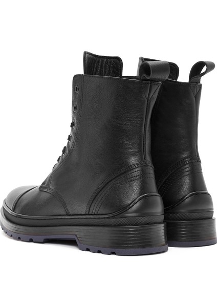 Erkek Siyah Fermuarlı Deri Postal Bot 24WFD612314