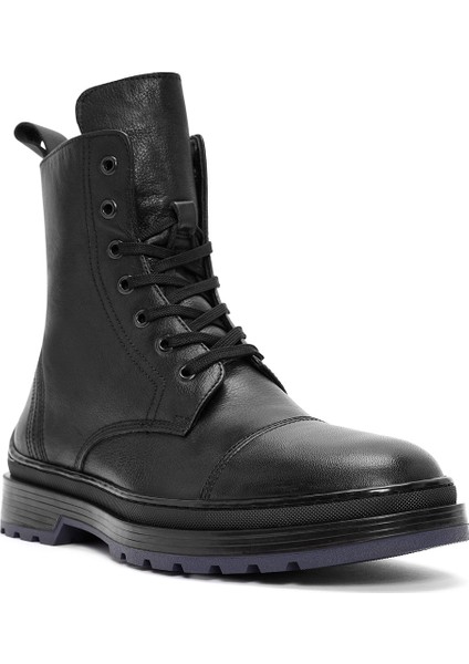 Erkek Siyah Fermuarlı Deri Postal Bot 24WFD612314