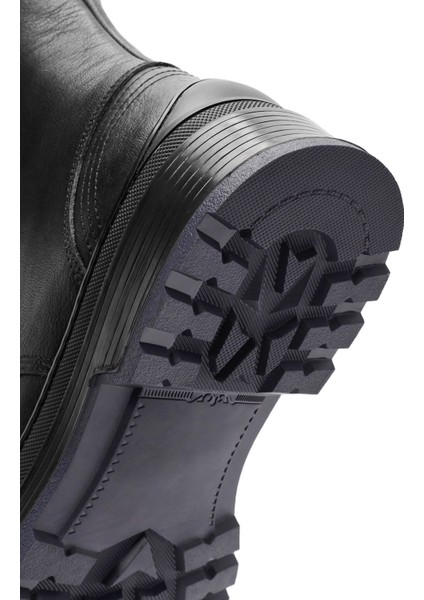 Erkek Siyah Fermuarlı Deri Postal Bot 24WFD612314