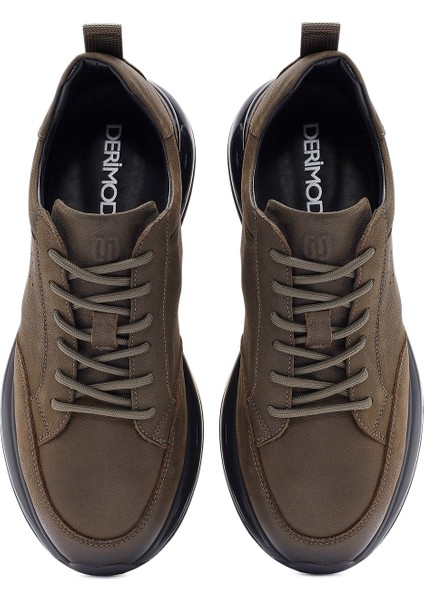 Erkek Haki Bağcıklı Nubuk Deri Sneaker 24WFD6923V3