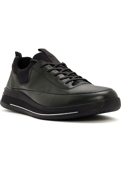 Erkek Yeşil Bağcıklı Deri Sneaker 24WFD691418