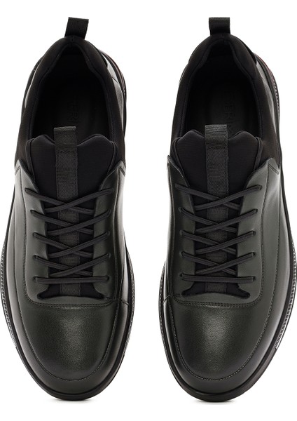 Erkek Yeşil Bağcıklı Deri Sneaker 24WFD691418