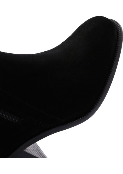 Kadın Siyah Fermuarlı Kalın Topuklu Süet Deri Bot 24WFD236018