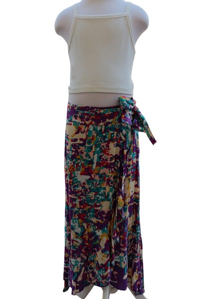 Kız Çocuk İkili Takım – Askılı Crop T-Shirt & Uzun Etek modelleri