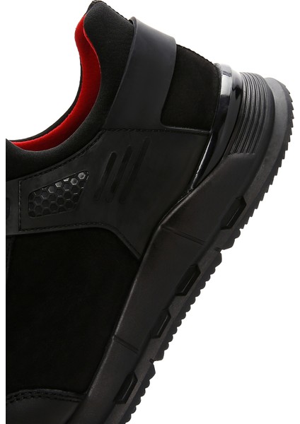 Erkek Siyah Bağcıklı Nubuk Casual Sneaker 24WFD6762V3