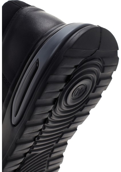 Erkek Siyah Bağcıklı Deri Casual Sneaker 24WFD6763FT