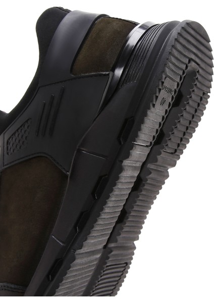 Erkek Haki Bağcıklı Nubuk Deri Casual Sneaker 24WFD6762V3