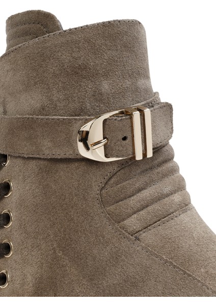 Kadın Vizon Fermuarlı Süet Deri Postal Bot 24WFD201310