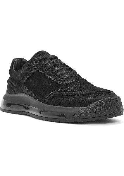 Erkek Siyah Bağcıklı Nubuk Deri Sneaker 24WFD6114V3