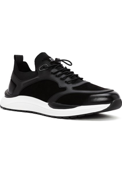 Erkek Siyah Bağcıklı Nubuk Deri Sneaker 24WFD6925V3