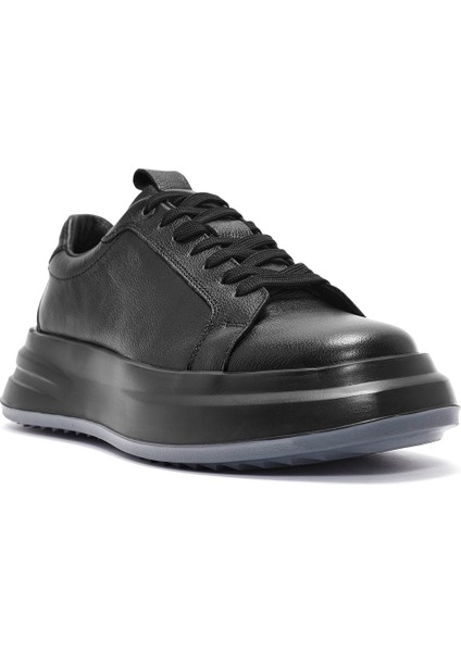 Erkek Siyah Bağcıklı Deri Sneaker 24WFD6110FT
