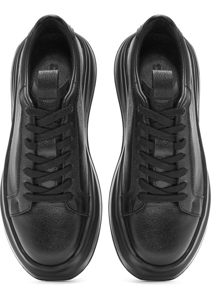 Erkek Siyah Bağcıklı Deri Sneaker 24WFD6110FT