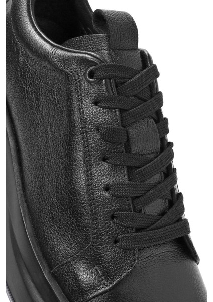 Erkek Siyah Bağcıklı Deri Sneaker 24WFD6110FT