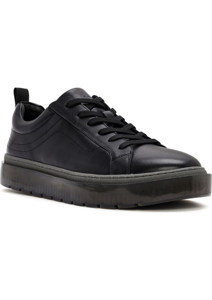 Erkek Siyah Bağcıklı Deri Sneaker 24WFD692618