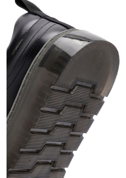 Erkek Siyah Bağcıklı Deri Sneaker 24WFD692618