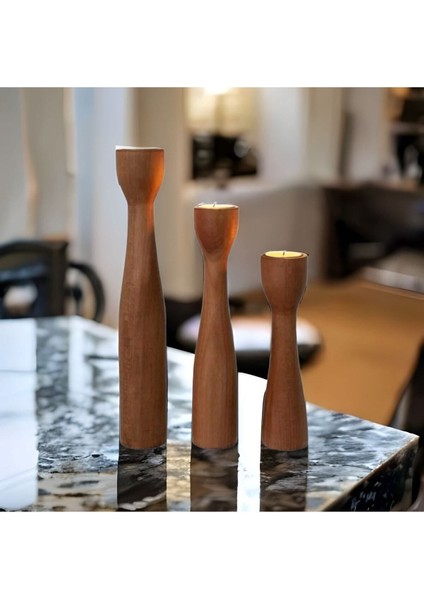 Ahşap Dekoratif Mumluk, Şamdan, Meşe, Gürgen, Kayın, Kahverengi, Şık ve Doğal Tasarım modelleri