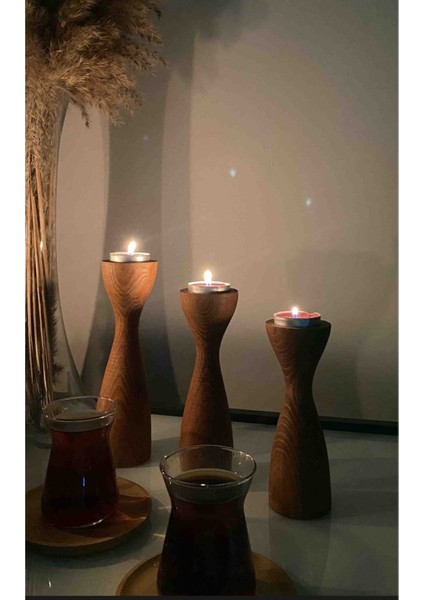 Ahşap Dekoratif Mumluk, Şamdan, Meşe, Gürgen, Kayın, Kahverengi, Şık ve Doğal Tasarım fırsatları