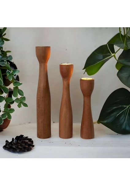 Ahşap Dekoratif Mumluk, Şamdan, Meşe, Gürgen, Kayın, Kahverengi, Şık ve Doğal Tasarım indirimleri