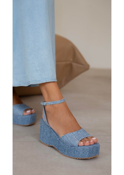 Barcola Mavi Hasır Sandalet