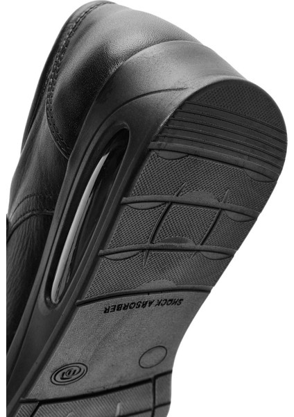 Kadın Siyah Bantlı Dolgu Topuklu Deri Comfort Ayakkabı 24WFD236718