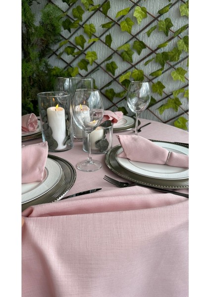 6'lı Pudra Pembe Keten Dokulu Kumaş Peçete, Leke Tutmaz, Şık ve Dayanıklı Set fiyatları