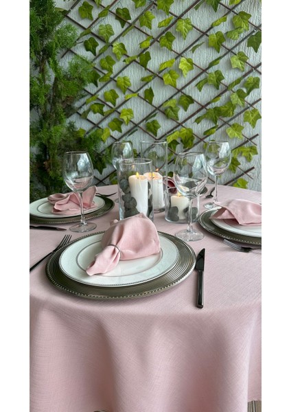 6'lı Pudra Pembe Keten Dokulu Kumaş Peçete, Leke Tutmaz, Şık ve Dayanıklı Set modelleri