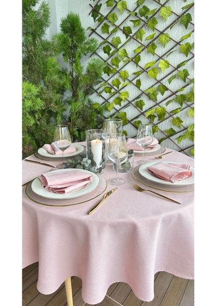 6'lı Pudra Pembe Keten Dokulu Kumaş Peçete, Leke Tutmaz, Şık ve Dayanıklı Set fırsatları