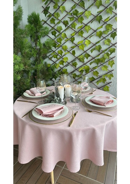 6'lı Pudra Pembe Keten Dokulu Kumaş Peçete, Leke Tutmaz, Şık ve Dayanıklı Set indirimleri